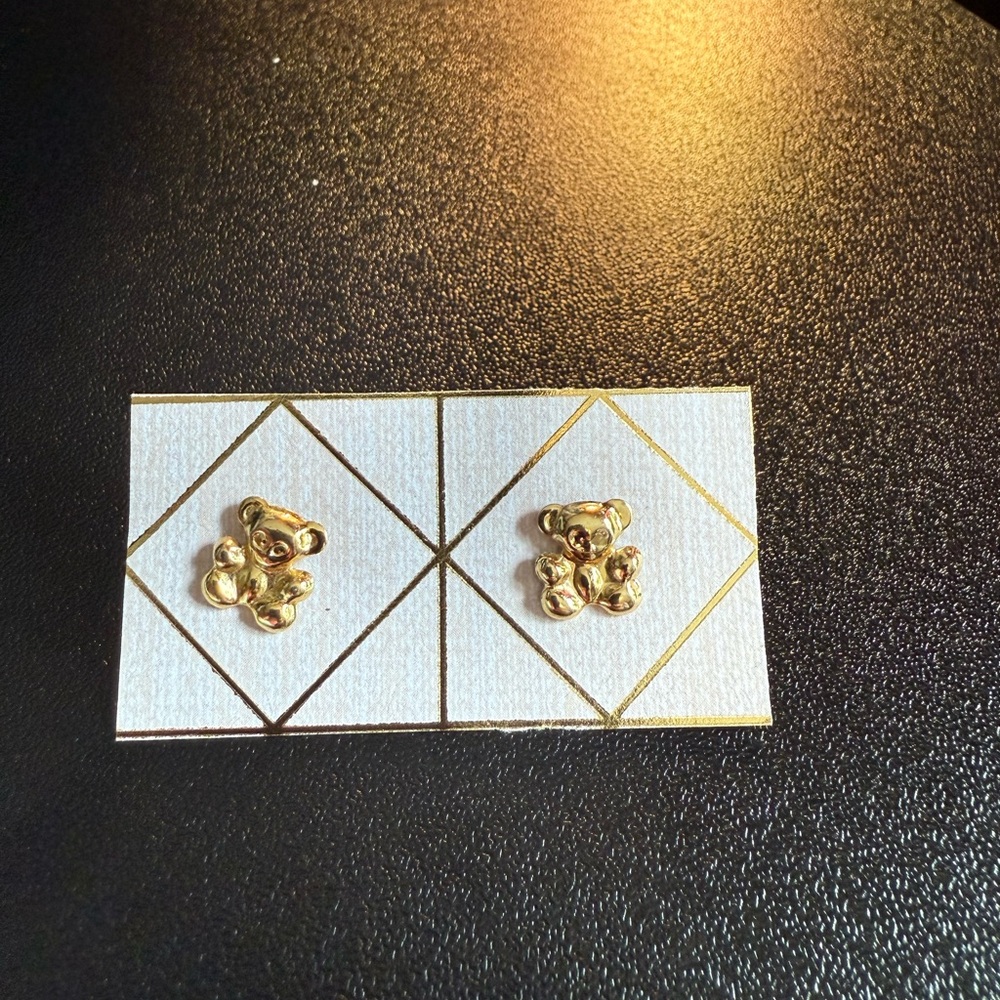 Gold Bear Stud Earrings